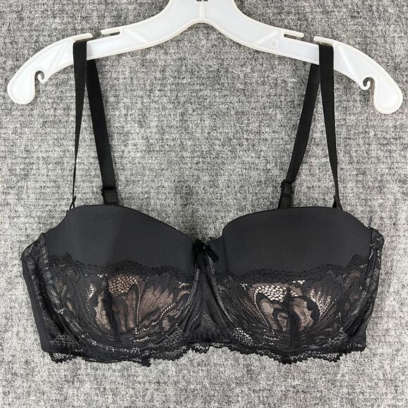 Adrienne Vittadini Studio Bra Womens 42D Black Underwired Padded Lace - Picture 1 of 9